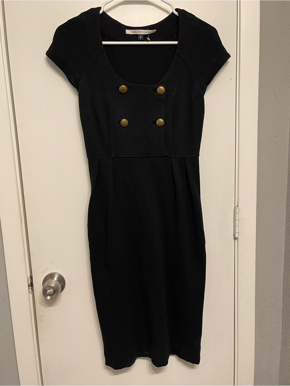 Diane von Furstenberg Charo Black Button Detail Sheath Dress Size 2